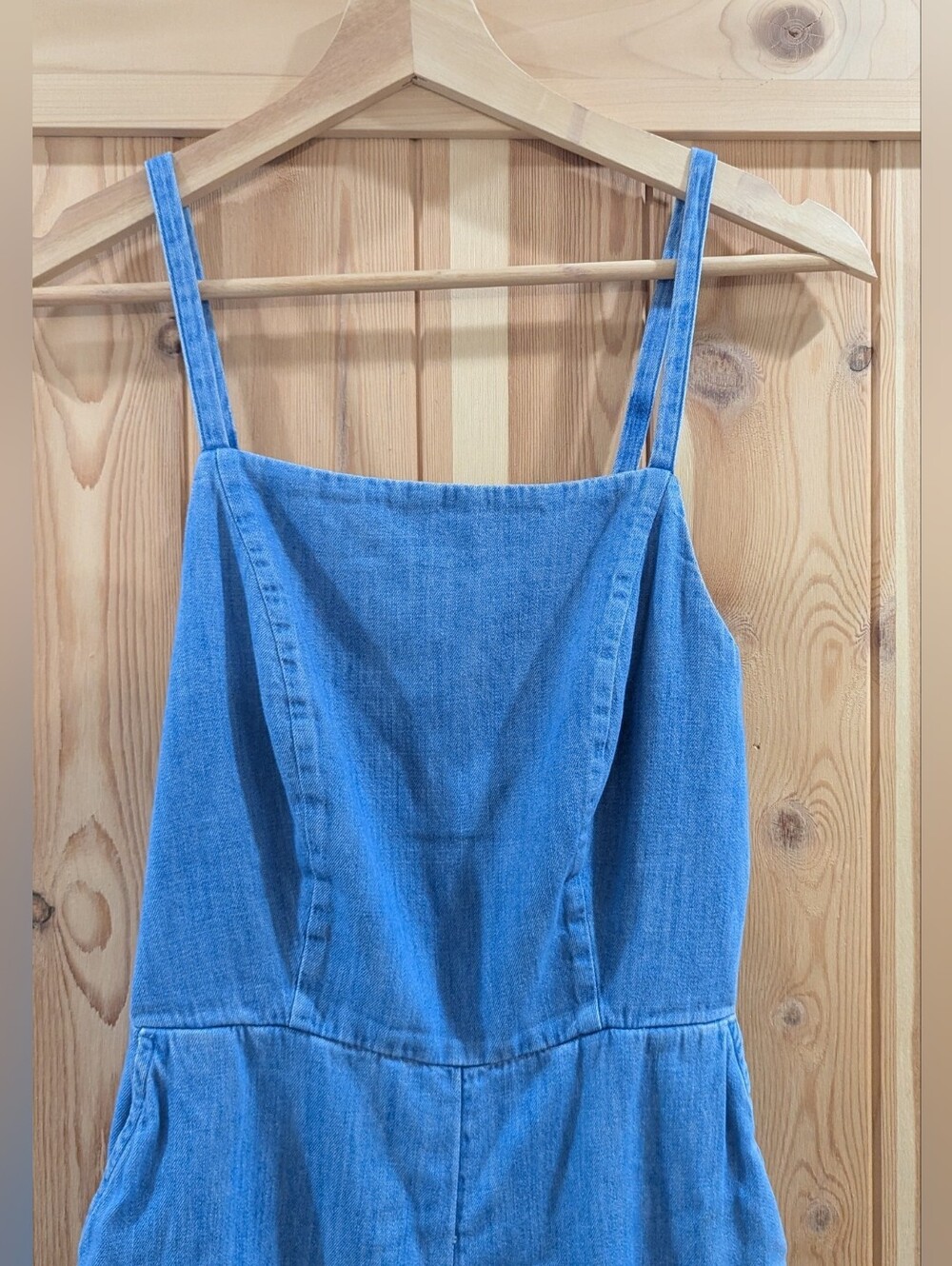 4/$40 Old Navy Blue Denim Wide Leg Romper - Picture 3 of 9